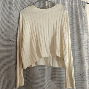 American eagle cropped off white sweater